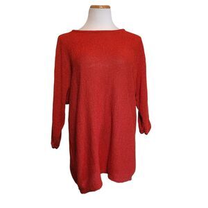 Chico's Sweater 2X Strappy Back Burnt Orange 3/4 Sleeves Women's 3P